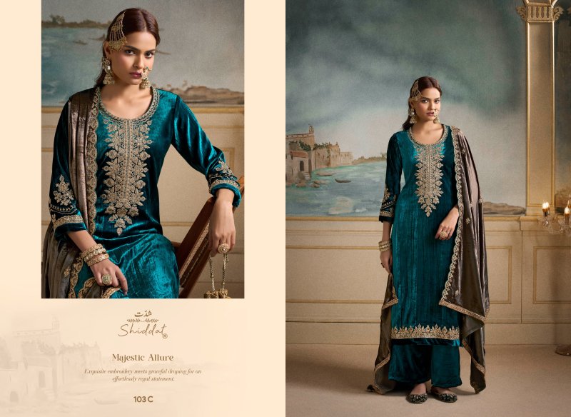 Nooree 103 By Shiddat Viscose Velvet Dress Material